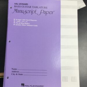 Hal Leonard Bass Guitar Manuscript Paper 7 Staff W/ Music Tablature Guide
