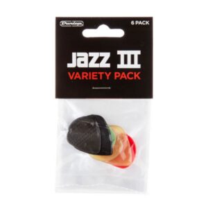 Dunlop Guitar Picks pkg 6 Jazz III (assorted sizes)