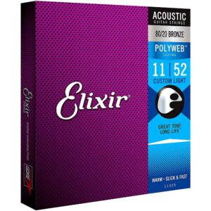 Elixir (11/52) Polyweb Coating (Custom Light) Acoustic Guitar Strings
