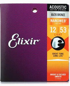 Elixir (12/53) Nanoweb Coating Acoustic Guitar Strings