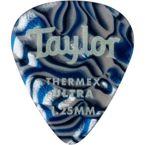 Taylor Premium Darktone 351 Thermex Ultra Guitar Picks 6Pack Blue Swirl 1.25 Millimeters