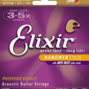 Elixir Nanoweb Phosphor Bronze Medium Gauge Acoustic Strings