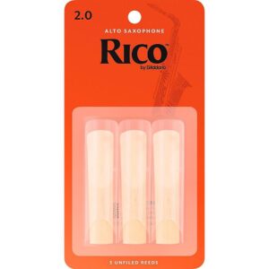 Rico Saxophone Reeds - Reeds for Alto Saxophone - Thinner Vamp Cut for Ease of Play, Traditional Blank for Clear Sound, Unfiled for Powerful Tone