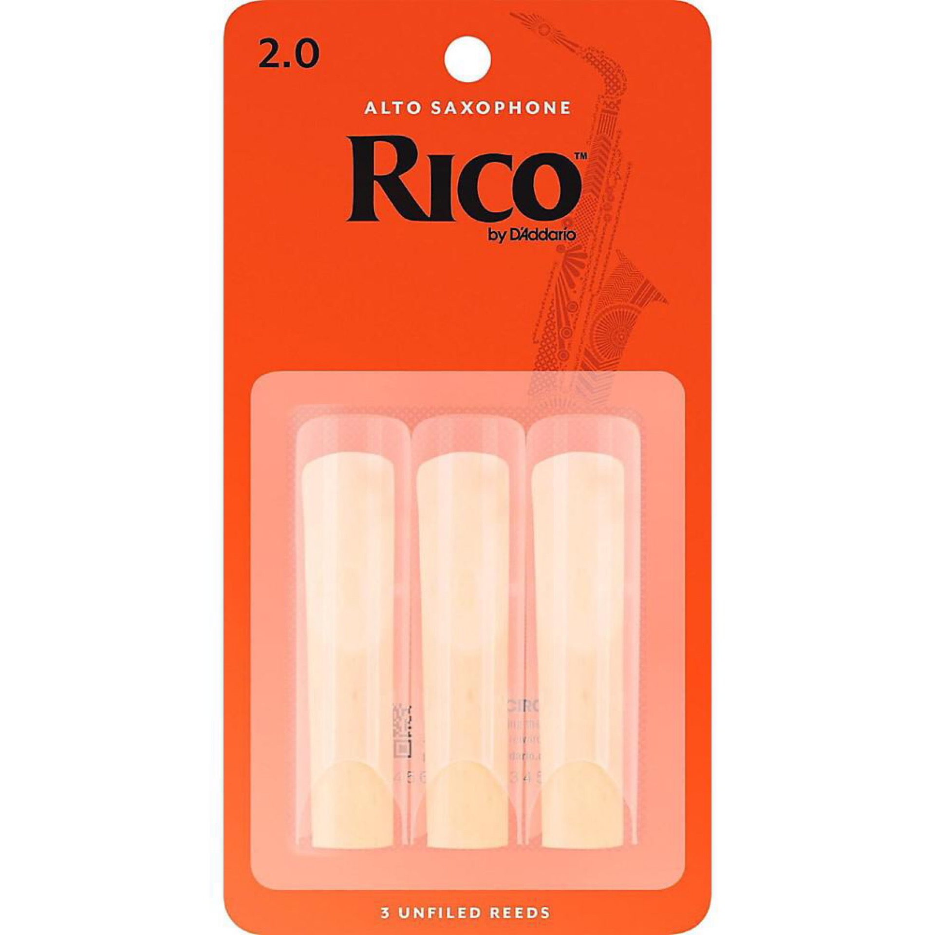 Rico Saxophone Reeds - Reeds for Alto Saxophone - Thinner Vamp Cut for Ease of Play, Traditional Blank for Clear Sound, Unfiled for Powerful Tone