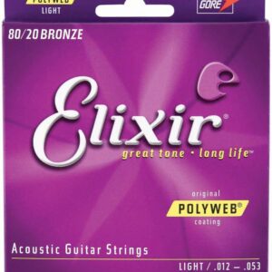 Elixir Strings (12-53) Light Polyweb Acoustic Guitar Strings