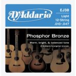 D'Addario Guitar Strings - Phosphor Bronze Acoustic Guitar Strings - EJ38 - Rich, Full Tonal Spectrum - for 12 String Guitars