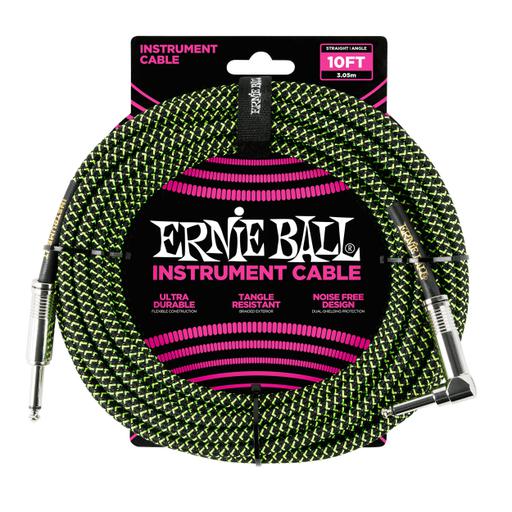 Ernie Ball Braided Instrument Cable, Straight/Angle, 10ft
