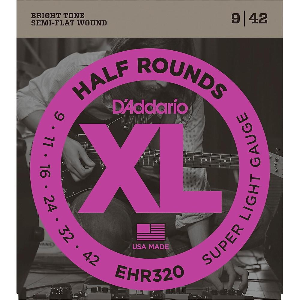 D'Addario Guitar Strings - XL Half Rounds Electric Guitar Strings - Semi-Flat Wound - Bright Tone, Smooth Feel, Reduced Finger Noise - EHR320