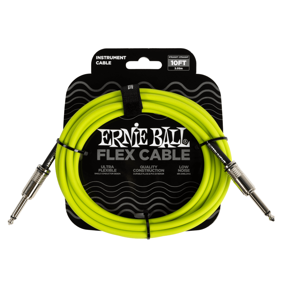 Ernie Ball Flex Cable 10ft Straight to Straight Green